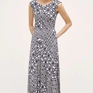 Maeve Black and White Patterned Maxi Dress